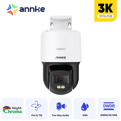ANNKE 3K 5MP PoE Security IP Camera PT Color Night Vision Two Way Audio H.265+