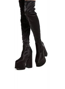 Shellys London Nola Over Knee Boots Black Snake Print Brand New with Box UK 5 - Picture 1 of 7