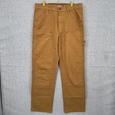 Lucky Legend Work Pants Mens 32x29 Brown Double Knee Utility Carpenter Cotton - Image 1 of 4