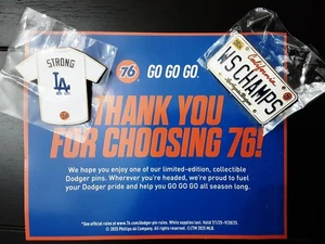 2025 Los Angeles Dodgers Unocal 76 Pins Set Of 2 LA Strong & WS Champs FREE SHIP - Picture 1 of 1