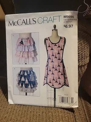 McCall's Craft Pattern M9890 Misses' Aprons Half and Pullover Styles One Size - Image 1 of 4