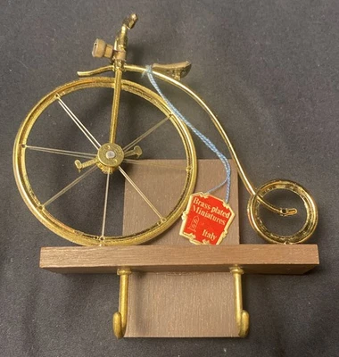 LLAVERO 2 Ganchos Antiguo Penny Farthing Bicicleta Italia De Colección Latón Foto 1 de 4