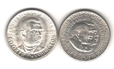 1954s george carver&1951p Booker T. Washington Half Dollars Original BU  - Image 1 of 2