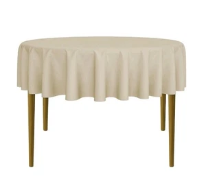 10 Pack Beige Round Wedding Banquet Polyester Fabric Tablecloths 90 In Diameter  - Picture 1 of 4