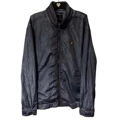 Chaqueta cortavientos Lyle And Scott para hombre 2XL azul lavado ácido cuello embudo capucha nailon Foto 1 de 4