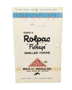Rolpac "Fisheye" Vintage Mile Hi Tackle Co. Snelled Hooks Unused Package - Picture 1 of 2