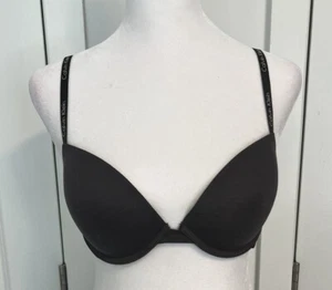 Calvin Klein Black T-shirt Bra Underwired 34C Dark Grey Adjustable Straps Back - Bild 1 von 14