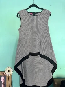 Save The Queen Womens Dress Shirt Black White Stripe XL Made It Italy High Low - Picture 1 of 6