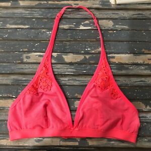 AERIE Women's Hot Pink Floral Lace Halter Top Bra Bralette Size X-Small
