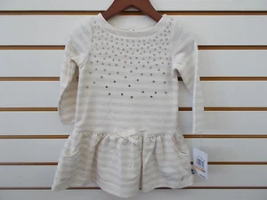 Infant Girls Nautica $34.50 Natural Striped Dress w/ Polka Dots Size 12mo - 24mo - Picture 1 of 5