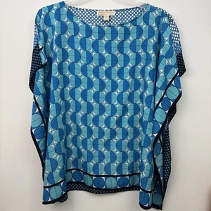 Michael Michael Kors Womens Kimono Style Top Size XL Blue Circle Print Kaftan - Picture 1 of 7