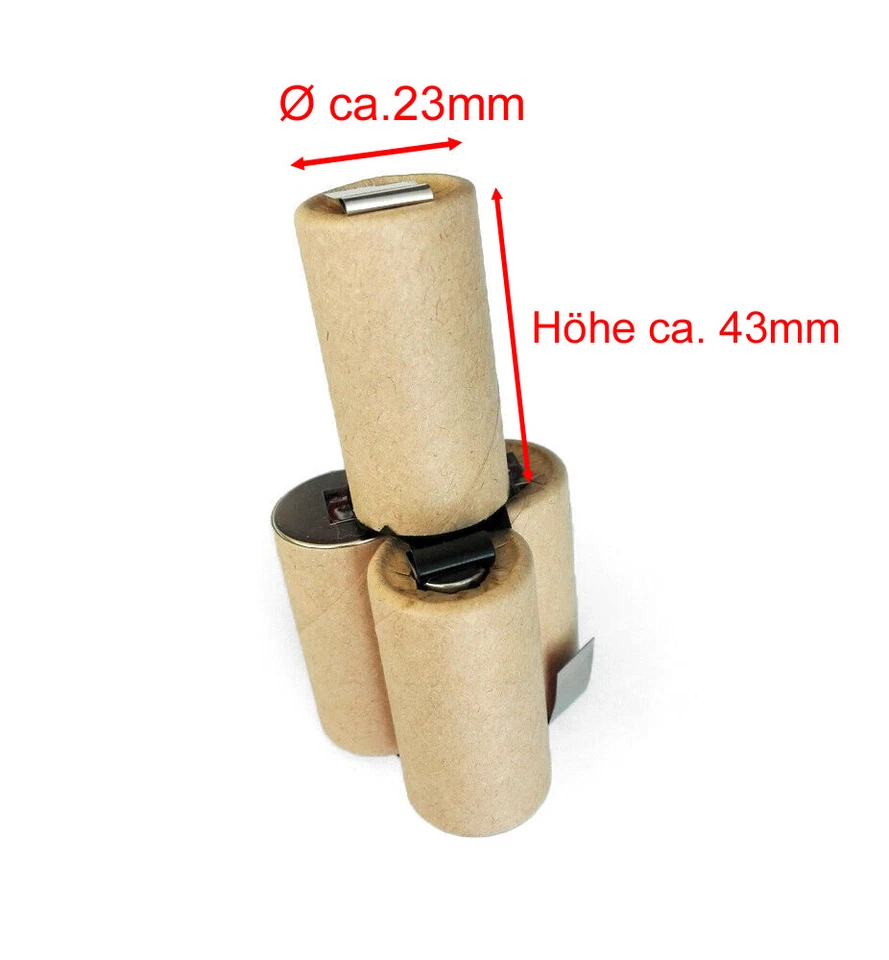 BATTERIEPLUS2GO Batería BG-4 / Power Hand, KSTOOLS 980.10 | BACCG-1 Berner 4,8V Ø 23 altura 43mm