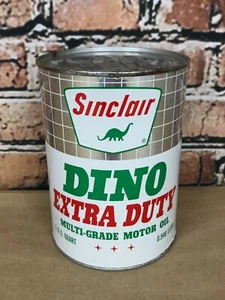 Vintage Sinclair Dino Extra Duty Motor Oil Quart Cardboard Can Full Sealed - Picture 1 of 13