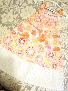 Penelope Mack Girls Cotton Tiered Floral Sun Dress Size 8 Eyelet Pink White  - Picture 1 of 9