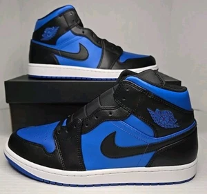 Size 11 Mens Jordan 1 Mid Black Royal Blue DQ8426 042 - Picture 1 of 8