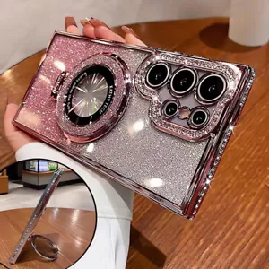 Case For Samsung S25 S24 S23 Ultra Plus S22+ A05S Glitter Gradient Bracket Girl - Picture 1 of 22