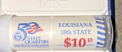 2002 Louisiana D  18th State  US Mint Quarters Collection Sealed Roll  M255 - Image 1 of 4