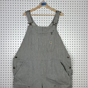 Carhartt 2XL Short Hickory Stripe Double Knee Blue Overall Railroad 103042 969 - Picture 1 of 10