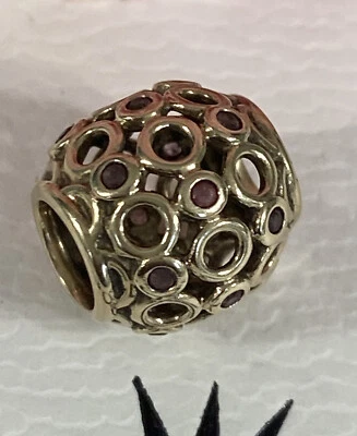 Pandora Celtic Circles Pink Topaz Charm Bead 14k Gold #750811TPK Box&Gift Bag - Image 1 of 4