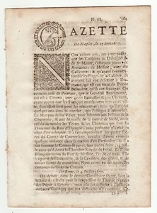 1677, July 17, Original French Gazette with news from Europe - Imagen 1 de 7