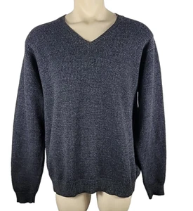 Polo Ralph Lauren Mens Vneck Wool Lambswool L/S Gray Blue Sweater XLT - XL TALL - Picture 1 of 4