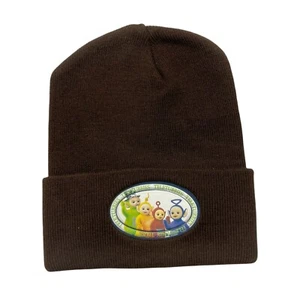 Vintage Teletubbies Y2K Cartoon Winter Beanie Hat Stocking Cap Knit Brown - Picture 1 of 8