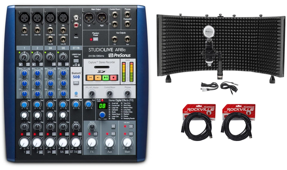 PRESONUS StudioLive AR8 8-Ch USB Live Sound/Recording Mixer+Mic+Shield+Cables - Image 1 of 4