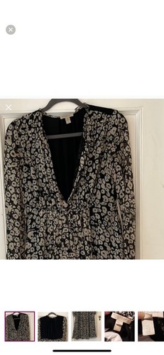 Abito donna Burberry in seta. Taglia 10 fantasia nera e panna