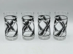 4 vasos vintage negros y transparentes Libby Highball Tribal Tiki - Imagen 1 de 5