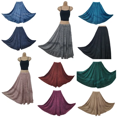 Maxi Skirt Quality Rayon Embroidered Flare Hippie Autumn Winter Long Elasticated - Image 1 of 4