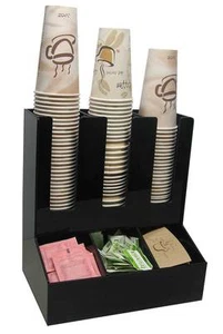 Dispensador de taza de café condimento caddy oficina soporte tapa agitador contador organizador - Imagen 1 de 1