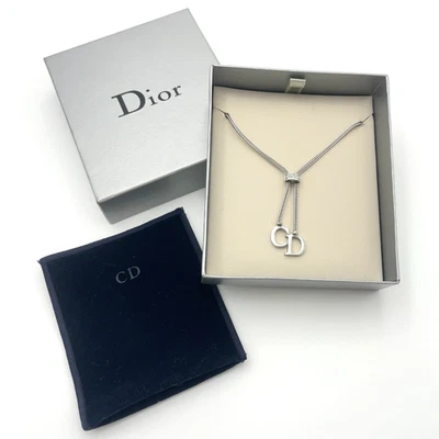 Auténtico collar Christian Dior logotipo CD SV 7,7 g con caja BA100218 Foto 1 de 4