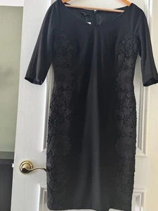 NEW LAFAYETTE 148 NEW YORK LACE SIDE BOAT NECK 3/4 SLEEVE PENCIL DRESS SIZE 2 - Picture 1 of 10
