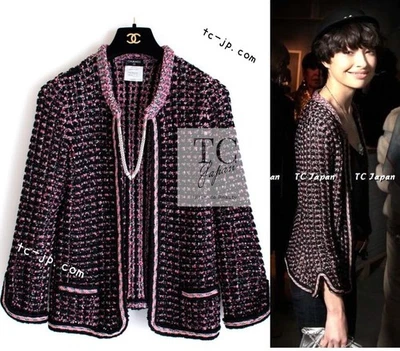 Cárdigan tejido de algodón con cadena rosa negro Chanel 12S $3,3K por Karl Lagerfeld 36 38 Foto 1 de 4