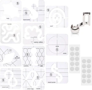 14 PCs Free Motion Quilting Template Set Includes 11 Quilting Templates 3mm - Picture 1 of 3