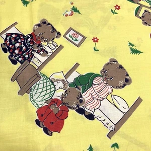 Vintage Fabric Lot Feed Sack Bear Rabbit Pattern Assorted Sizes Handcraft - Picture 1 of 5