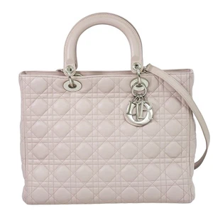 Borsa Christian Dior Lady Dior Cannage in pelle a 2 vie rosa argento - Foto 1 di 14