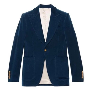 Gucci Dark Navy Velvet Slim Blazer Jacket - 44 - UVP $ 2700 - New - Authentic - Bild 1 von 3