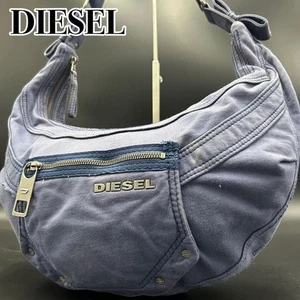 Bolso de Hombro DIESEL Y2K Media Luna Denim Nylon Bandolera Azul Auténtico - Imagen 1 de 11