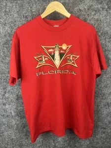 Vintage Florida Nature Lighthouse Beach Tshirt Red Size Large - Picture 1 of 7