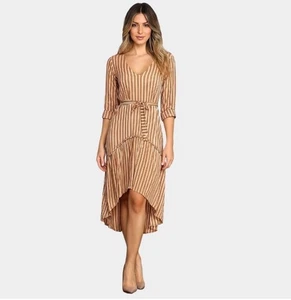 Faithfull The Brand Matilda Striped High Low Dress Midi Length Size XS Women’s - Bild 1 von 9