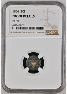 1866 3CS NGC Proof Details Bent Three Cent Silver - Picture 1 of 2