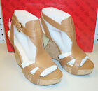 Guess New Womens Ultima Medium Brown Leather 10 M Strappy Heels Wedges Shoes