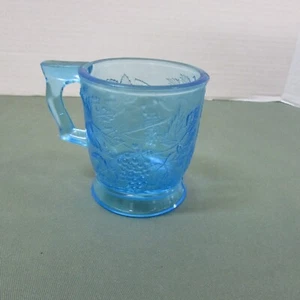 EAPG Early American Pattern Pressed 'Blue' Glass Mug With Grape And Leaves - Picture 1 of 7