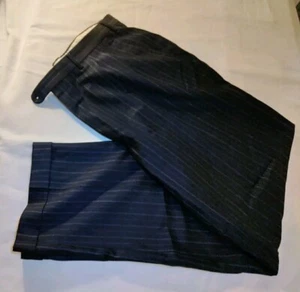 Ermenegildo Zegna ROMA Black & Blue Stripe Wool Suit Pants 35x31 NWOT - Picture 1 of 12