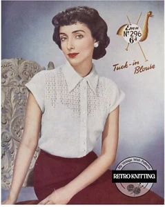 1940s Knitting Pattern for a Tuck-in Blouse Bust 34 - Picture 1 of 2