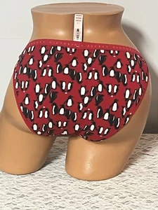 Victoria's Secret Bikini Red Penguin Candy Cane Panties Logo Waist Size Large - Picture 1 of 13