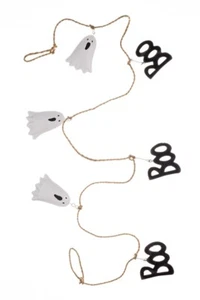 Shoeless Joe Metal Boo and Ghost Halloween Garland Decoration with Rustic Twine - Picture 1 of 1