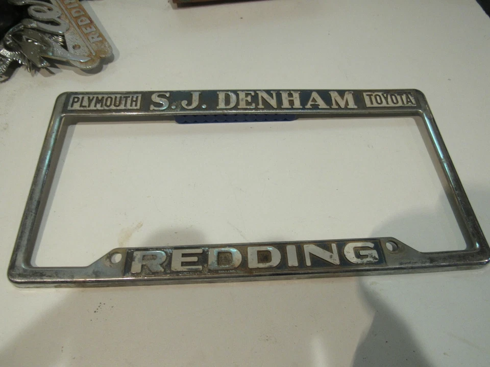 SJ Denam REDDING Toyota Plymouth Dealership Vintage License Plate Frame - Image 1 of 1