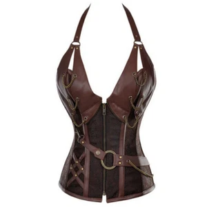 Corsé de cuero sintético chaleco vikingo metal coraza damas caballero steampunk medieval - Imagen 1 de 12